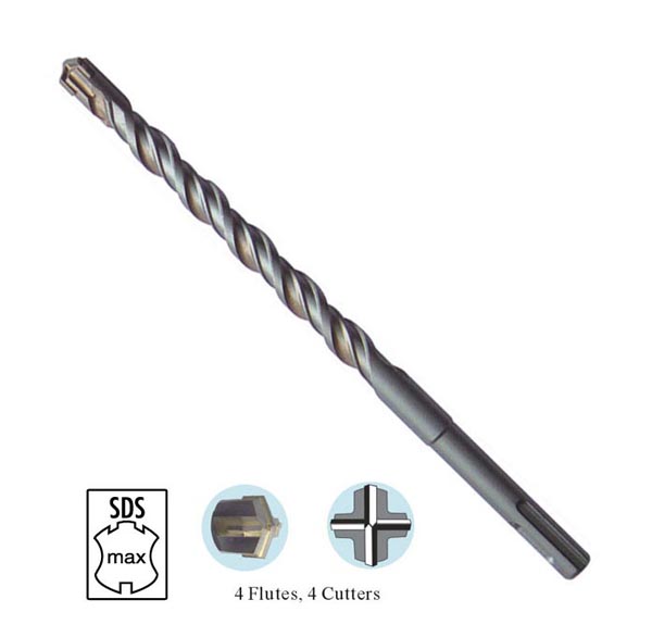 SDS-Max Hammer Drill Bits, 4 Flutes, 4 Cutters (Cross-Head)