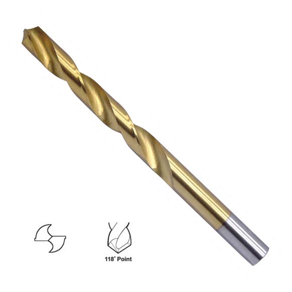 HSS Twist Drill Bits, Roll-forged with Tin Coated